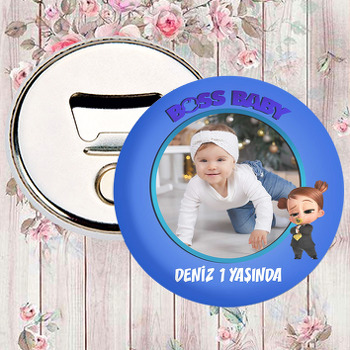 Kız Patron Bebek ile Mavi Fon Temalı Magnet Açacak