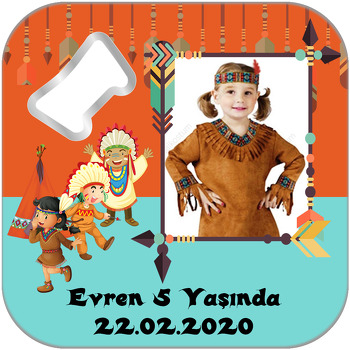 Kızılderili Temalı Kare Magnet Açacak