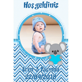 Koala Mavi Temalı Doğum Günü Afiş