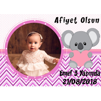 Koala Pembe Temalı Doğum Günü Amerikan Servis