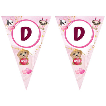 Köpekler ile Pembe Fon Temalı Parti Banner