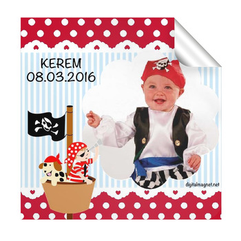 Korsan Temalı  Kare Etiket