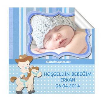 Kovboy Adam Temalı Hoşgeldin Bebek  Kare Etiket