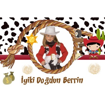 Kovboy Temalı Doğum Günü Magnet