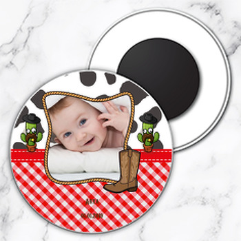 Kovboy Temalı Resimli Daire Plastik Magnet