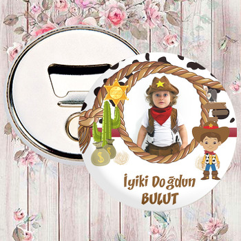 Kovboy Temalı Resimli Magnet Açacak