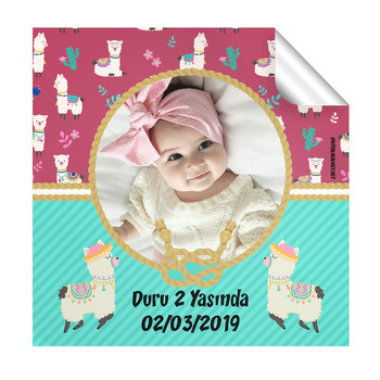 Koyun Temalı  Kare Etiket