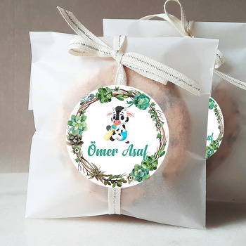 Kozalak Çerçeveli Hoşgeldin Bebek Temalı  Sticker