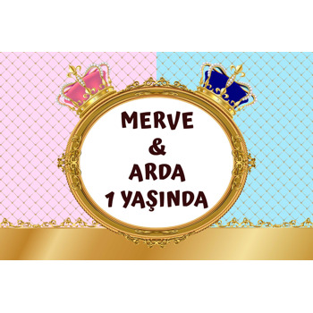 Kral ve Kraliçe Taç Temalı Doğum Günü Magnet