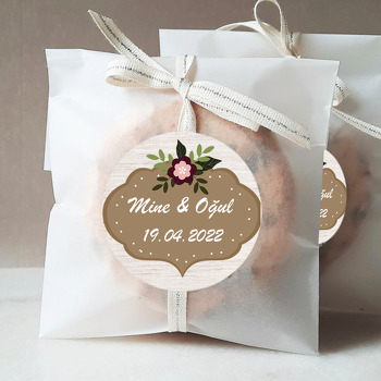 Krem Craft Fonda Pembe Çiçek Temalı Sticker