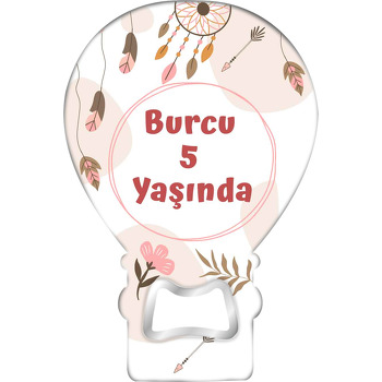 Krem Fonda Bohem Ok Temalı Balon Ahşap Magnet 