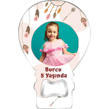 Krem Fonda Bohem Ok Temalı Balon Ahşap Magnet 