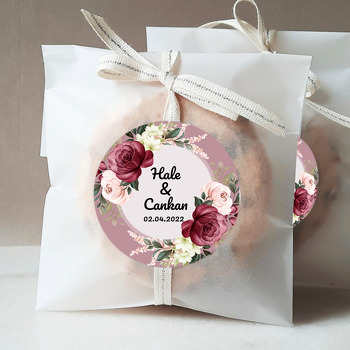 Krem ile Bordo Güller  Temalı Sticker