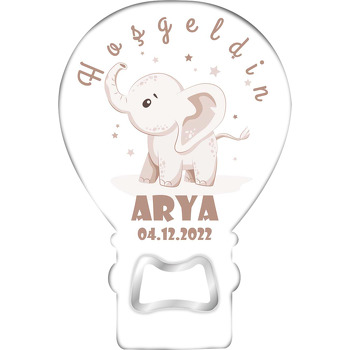 Krem Tonda Bebek Fil ile Hoşgeldin Temalı Balon Magnet Açacak