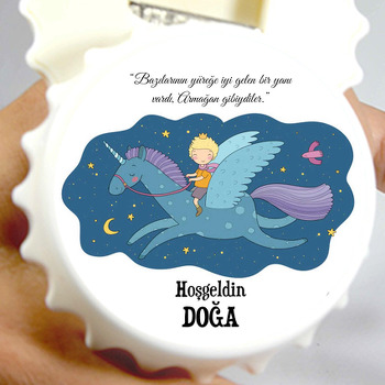 Küçük Prens ile Unicorn Temalı Kapak Şeklinde Magnet Açacak
