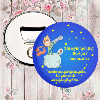 Küçük Prens Mavi Fonda Sarı Yıldızlar Temalı Magnet Açacak