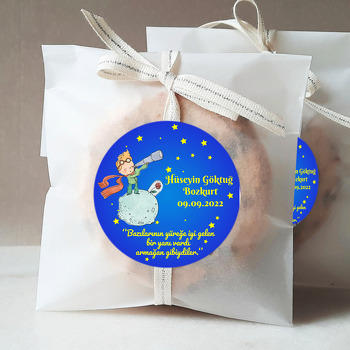 Küçük Prens Mavi Fonda Sarı Yıldızlar Temalı Sticker