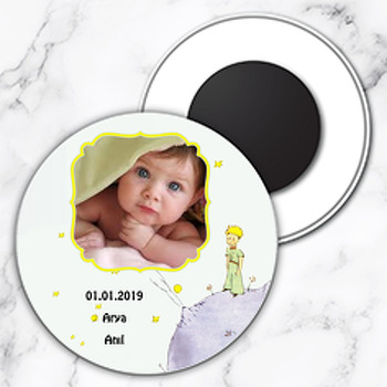 Küçük Prens Temalı Resimli Daire Plastik Magnet