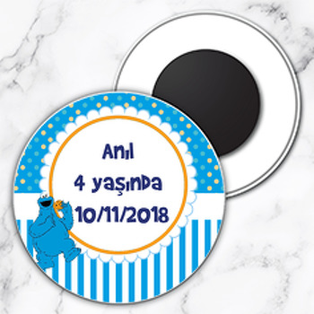 Kurabiye Canavarları Temalı Daire Plastik Magnet