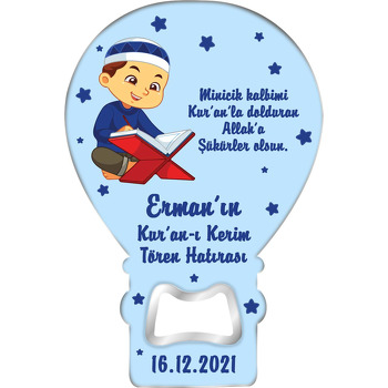 Kuran Okuyan Çocuk ile Lacivert Yıldızlar Temalı Balon Magnet Açacak