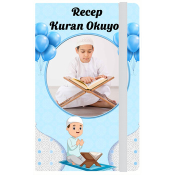 Kuran Okuyorum Mavi Temalı Hatıra Anı Defteri