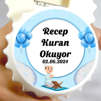 Kuran Okuyorum Mavi Temalı Kapak Şekilli Magnet Açacak