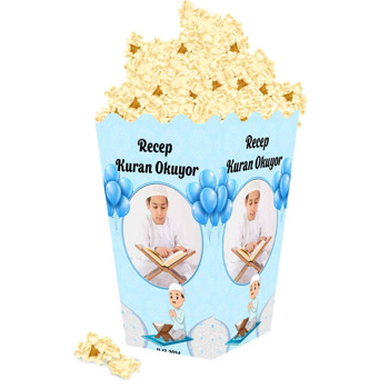 Kuran Okuyorum Mavi Temalı Popcorn Kutusu