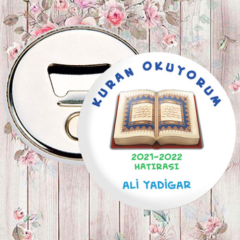 Kuran Okuyorum Mavi Yazı Temalı Magnet Açacak