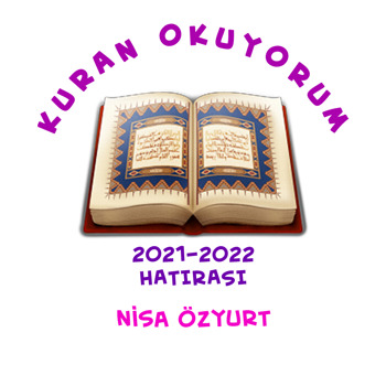 Kuran Okuyorum Mor Yazı Temalı Akrilik Daire Magnet