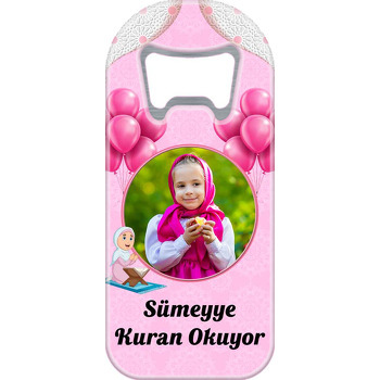 Kuran Okuyorum Pembe Temalı Uzun Magnet Açacak