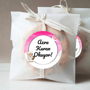Kuranı Kerim Okuyorum Pembe Temalı Parti Sticker