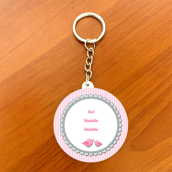 Kuş Temalı Daire Plastik Anahtarlık
