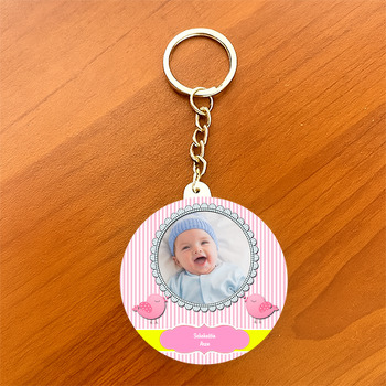 Kuş Temalı Resimli Daire Plastik Anahtarlık