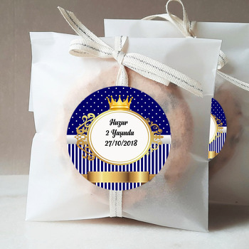 Lacivert Beyaz Gold Çerçeveli Temalı Sticker