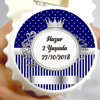 Lacivert Beyaz Gümüş Çerçeveli Temalı Kapak Şekilli Magnet Açacak