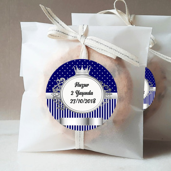 Lacivert Beyaz Gümüş Çerçeveli Temalı Sticker