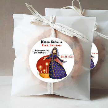 Lacivert Bindallı Gelin ile Kına Hatırası Temalı Sticker