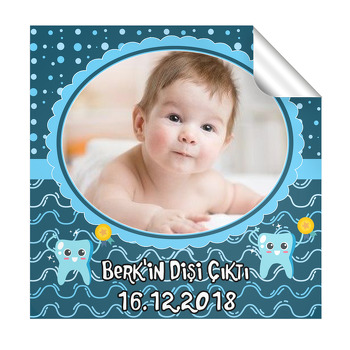Lacivert Çerçeveli Diş Buğdayı  Kare Etiket