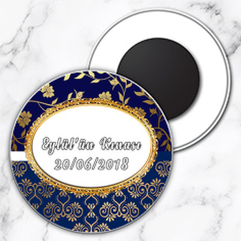 Lacivert Gold Temalı Daire Plastik Magnet