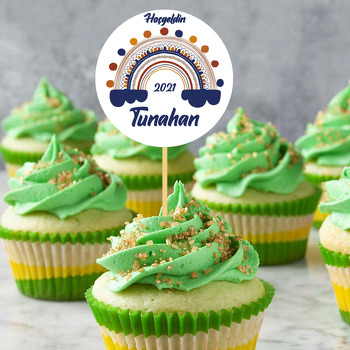 Lacivert ile Pastel Tonlarda Gökkuşağı Temalı Parti Kürdan Süs