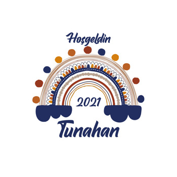 Lacivert ile Pastel Tonlarda Gökkuşağı Temalı Plastik Doğum Günü Magnet