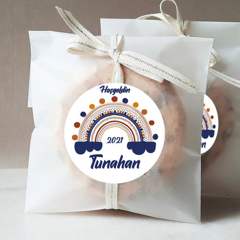 Lacivert ile Pastel Tonlarda Gökkuşağı Temalı Sticker