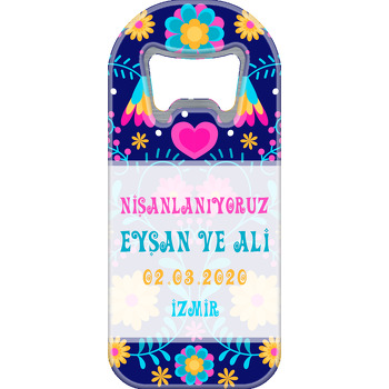 Lacivert Renkli Etnik Çiçek Temalı Söz Nişan Nikah Uzun Açacak