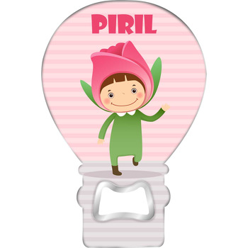 Lale Kostümlü Kız Çocuk Temalı Balon Ahşap Magnet 