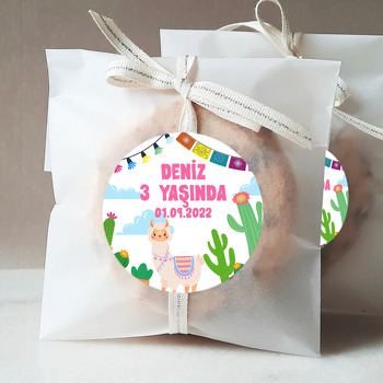 Lama ile Kaktüsler Temalı Sticker