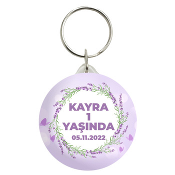 Lavanta Çerçeve ile Lila Fon Temalı Anahtarlık