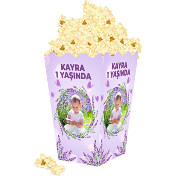 Lavanta Çerçeve ile Lila Fon Temalı Popcorn Kutusu