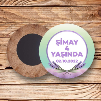Lavanta Diyarı Temalı Daire Ahşap Magnet