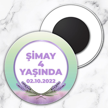 Lavanta Diyarı Temalı Daire Plastik Doğum Günü Magnet