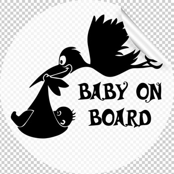 Leylek ile Bebek Temalı Araç Sticker
